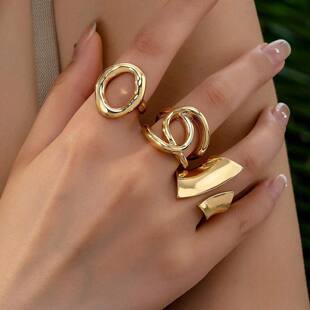 (Cross-border trading), small glossy ring, geometric set, European style