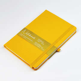 A5商务黄色简约布纹记事本子A5软面抄手账本套装LOGO定制笔记本