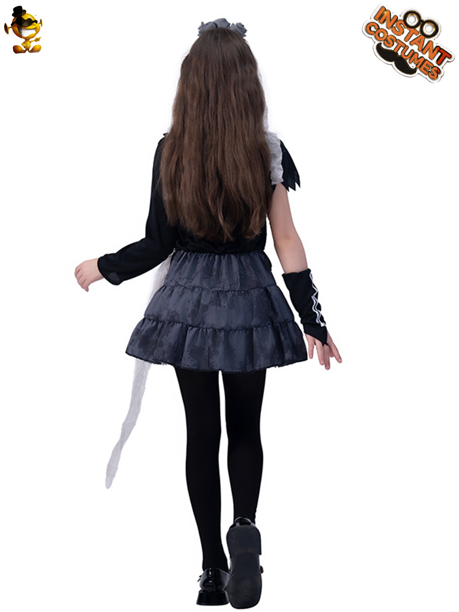 Halloween niña fantasma hueso cráneo vestido del Partido de la mascarada Cosplay traje rendimiento etapa