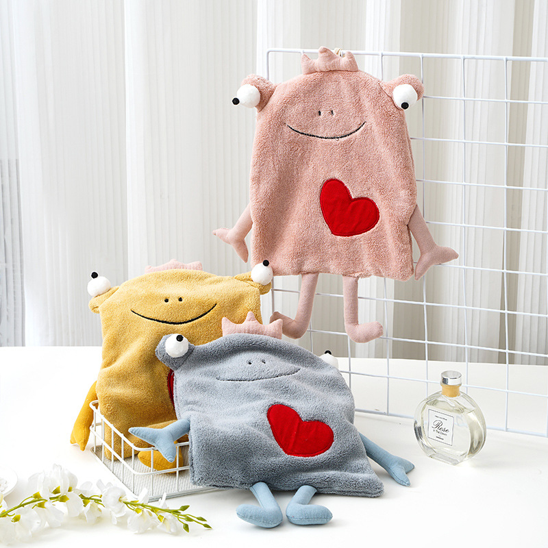 Coral Cartoon Little Frog Towel kitchen Restroom clean Dishcloth wholesale lovely children towel