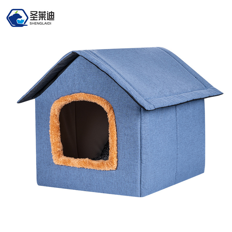 Fuente de la fábrica de invierno cálido gato Nido Casa semi-cerrado gato Villa perro pequeño Peluche perrera suministros para mascotas