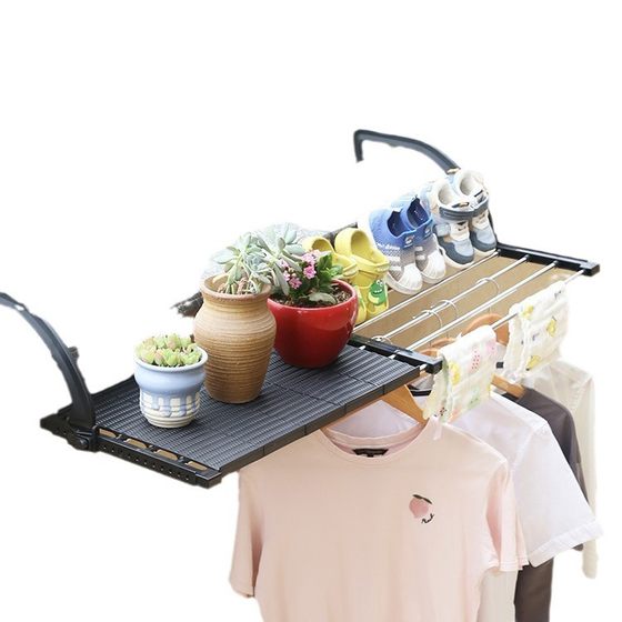 Stainless steel window sill shoe drying rack window small drying rack foldable retractable radiator balcony guardrail drying rack