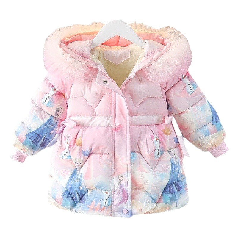 Ropa para niños al por mayor de invierno para niñas congeladas Aisha abrigo forrado de algodón acolchado Chaqueta acolchada de algodón Aisha engrosada para nuevas niñas