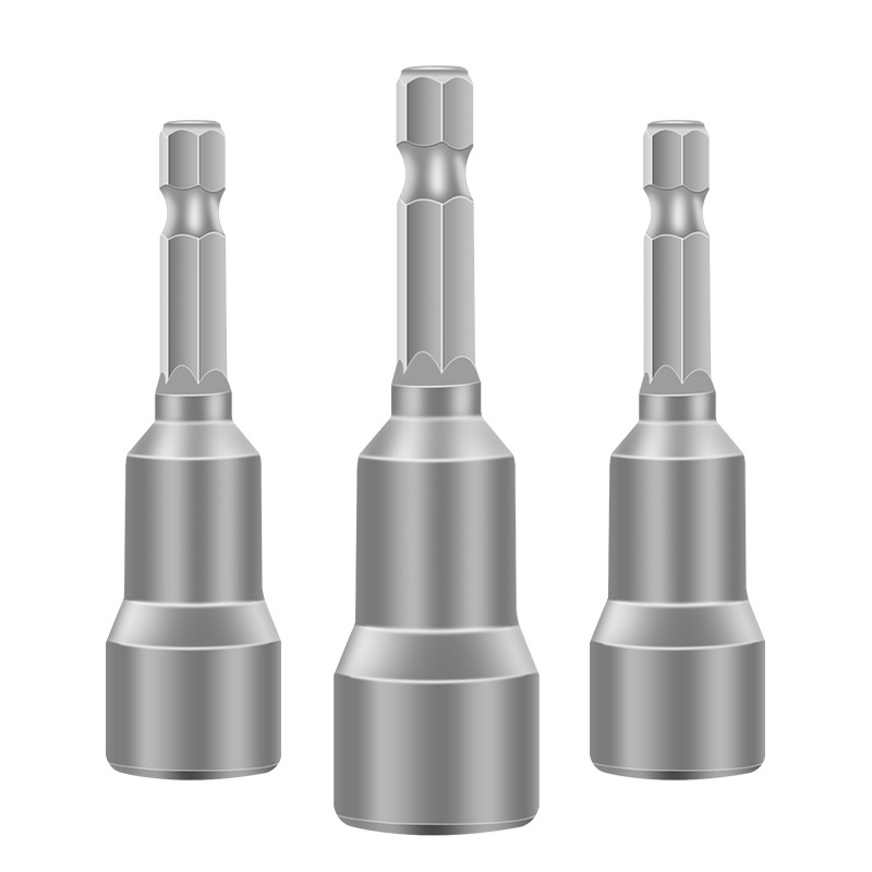 El manguito de destornillador eléctrico de varilla extendida está disponible en stock para varias especificaciones, manguito de aire hexagonal magnético fuerte de 100mm de largo