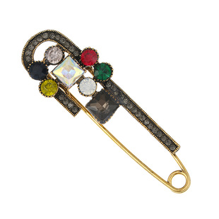 New Crystal Safety Brooch Women's Retro Large Spring Autumn Sweater Anti-Light Corsage Pin Silk Towel Buckle
