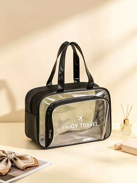 Cross-border travel organizer bag, double-layer, multi-functional, for gym and swimming, waterproof, with separate compartments for wet and dry items, transparent cosmetic bag, large capacity