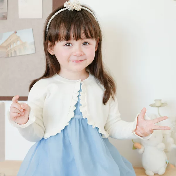 2026 New Cross-Border Spring and Autumn Ruffled Children's Knitted Cardigan Shawl Jacket Cotton Girls' Sweater Cardigan Wholesale