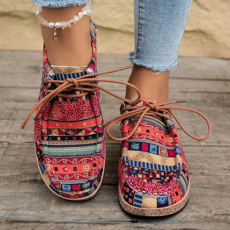 2025 Summer New Style Thick-Soled Foreign Trade Large Size Cross-Border Colorful Casual Ethnic Retro Comfortable Versatile Sneakers