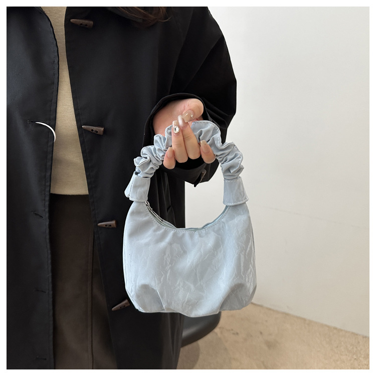 2024 Autumn/Winter ins solid-color stylish handbag with underarm pleats, a gentle Korean-style single-shoulder bag for women undefined