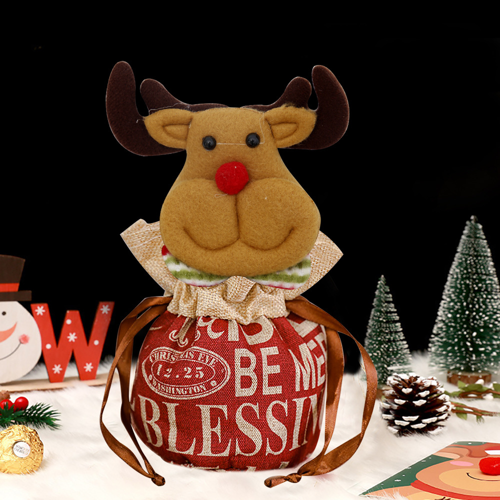 2026 nueva bolsa de regalo de Navidad Nochebuena bolsa de manzanas Santa Claus estereoscópica bolsa de dulces de alce