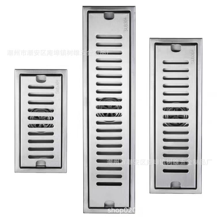 Drenaje de piso engrosado acero inoxidable 304 cepillado negro auto-Sellado drenaje de piso Hotel baño rectangular baño largo Desagüe de piso
