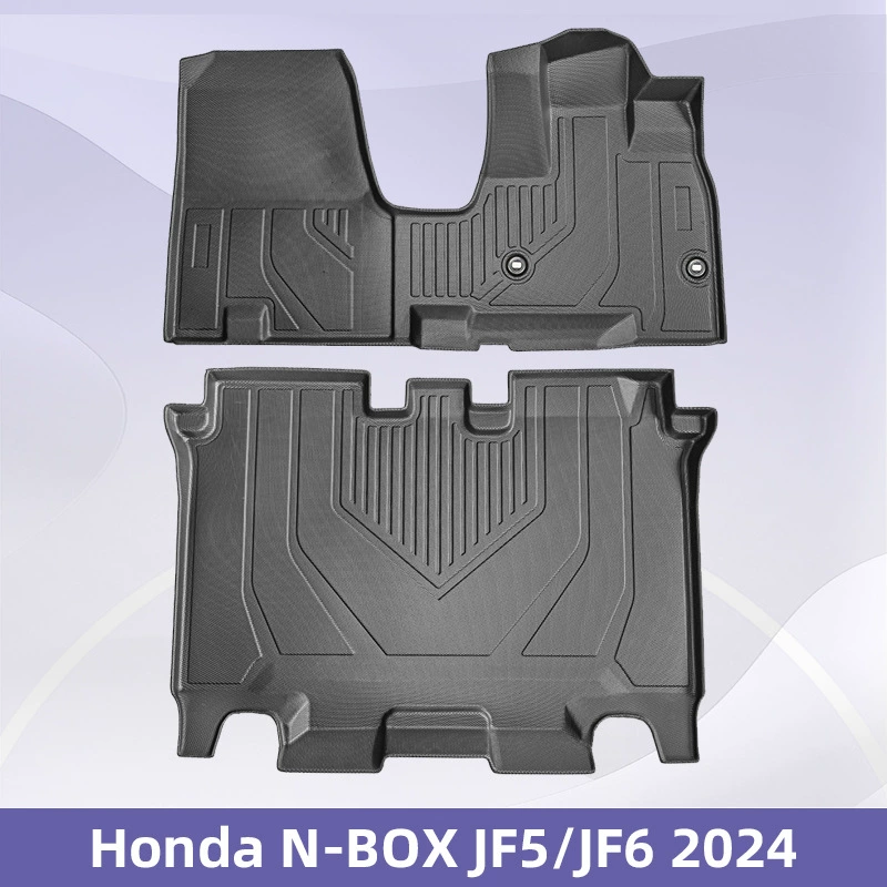 Подходит для Honda N-BOX JF5/JF6 2024 с правым рулем, 3D коврик для пола и багажника из всепогодного материала TPE.