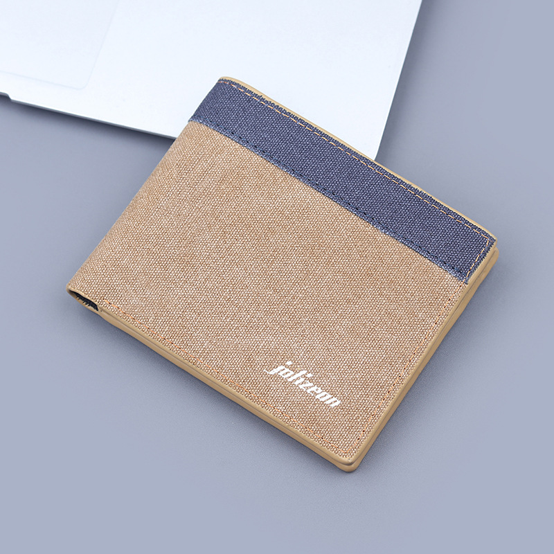 Nueva cartera de lona para hombres, cartera de denim corta para hombres, cartera corta para hombres, bolso de tarjetas dobles