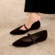 3686-K203 French temperament small pointed slope follow-up shoes suede commuting casual straight belt Mary Jane shoes for women
