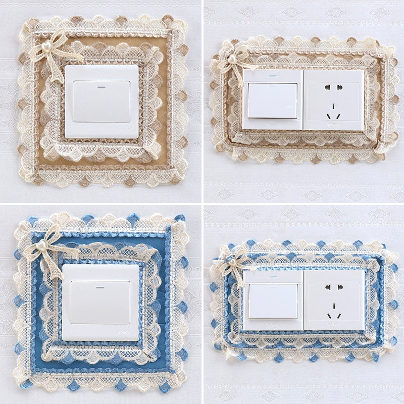 Защитная крышка переключателя с рамкой, украшение на стену, настенная розетка, ткань, кружево