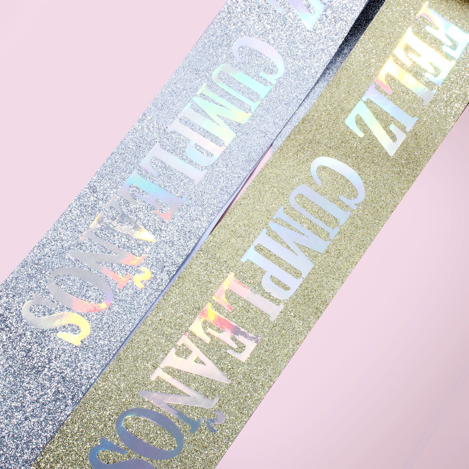 Cumpleaños español correa de hombro serie de taladro de plástico chapado en oro fiesta de ventas calientes en el extranjero de Europa y América