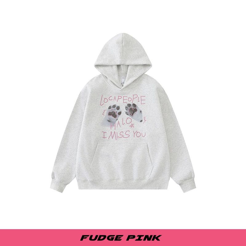 Fudge Pink 25秋季New甜美少女趣味图案设计连帽卫衣|undefined