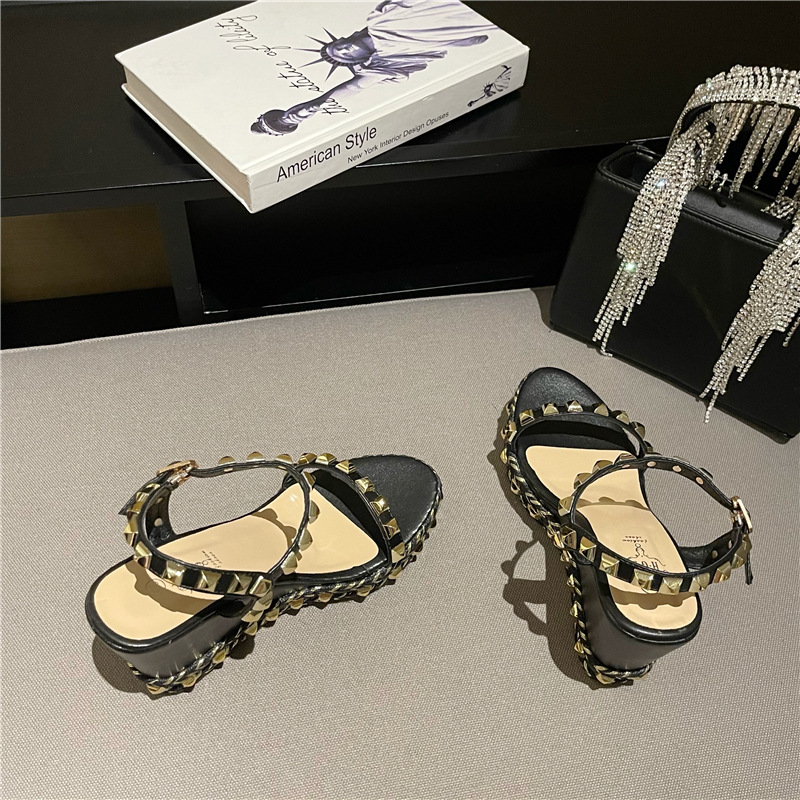 Studded decor thick cover slide sandals NSHU44688