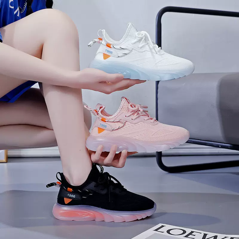 跨境春季新款女鞋潮流百搭休闲网面透气运动鞋果冻底椰子鞋潮鞋