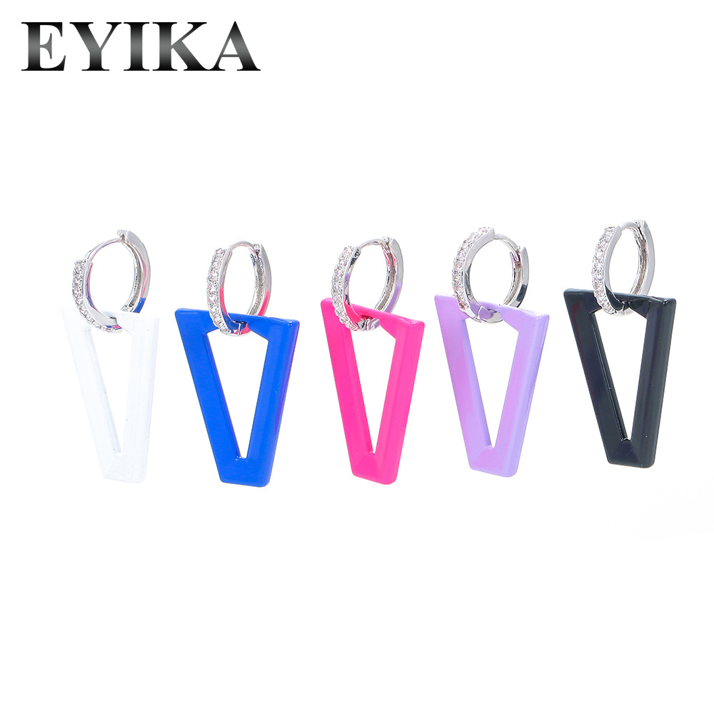 8g Weight Fashion Irregular Trapezoidal Hollow Copper Earrings