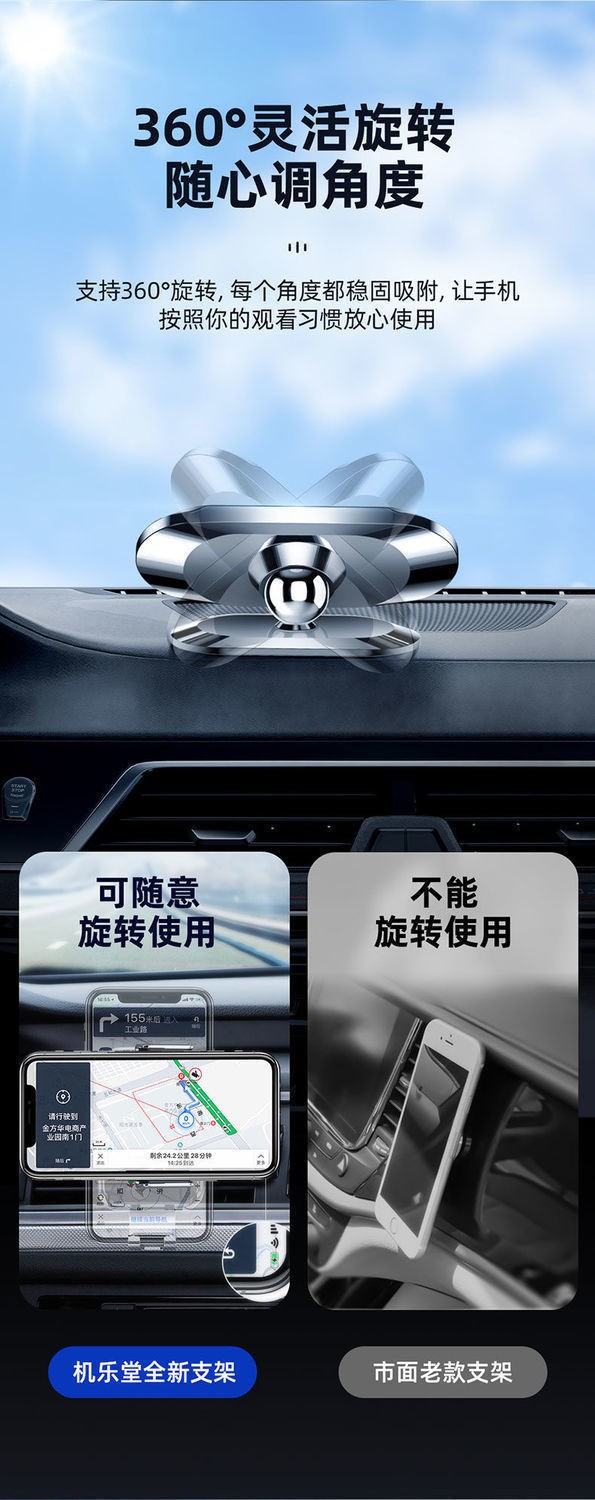 Car Magnetic Holder Car Navigation Paste Instrument Panel Does Not Block the Air Outlet Magnetic Metal Mobile Phone Holder
