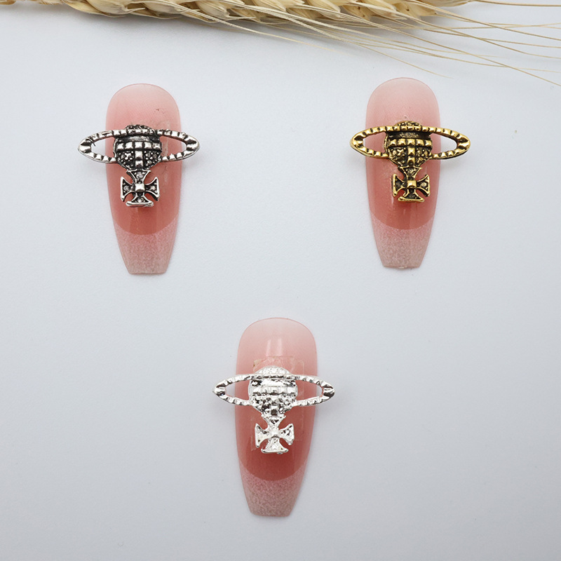 网红星球爆款复古西太后美甲金属装饰品合金美甲气质美甲女钻饰金