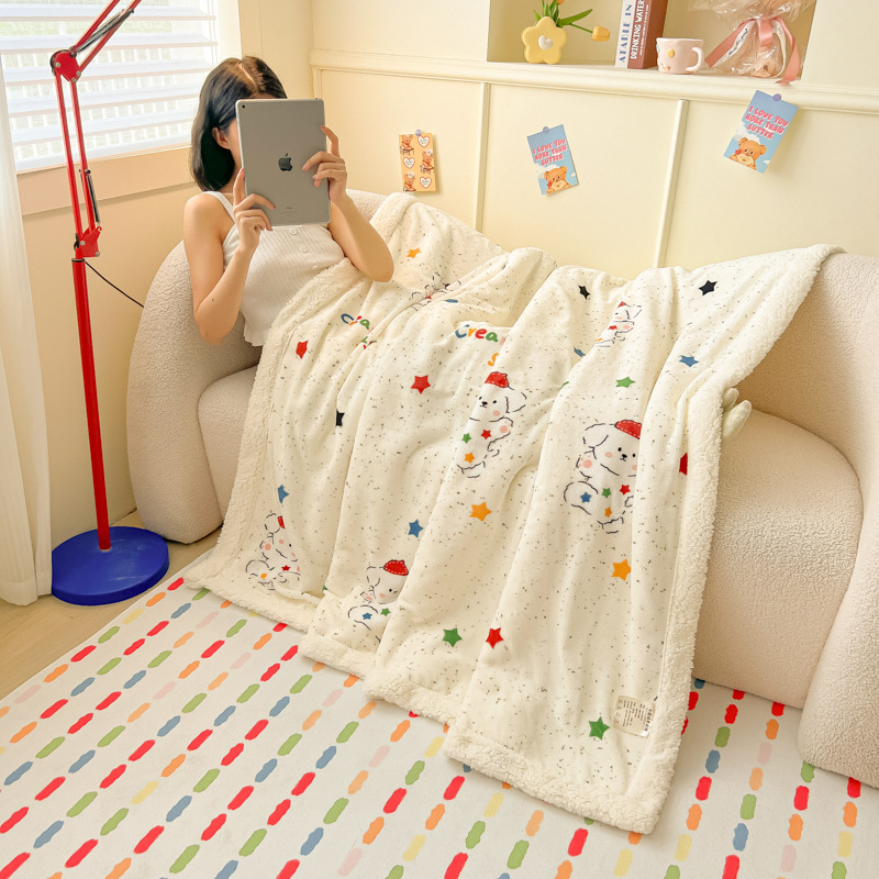 Otoño e invierno más manta cálida de terciopelo Manta multifuncional de terciopelo de leche Manta de almuerzo de terciopelo de cordero grueso Manta de terciopelo de regalo al por mayor