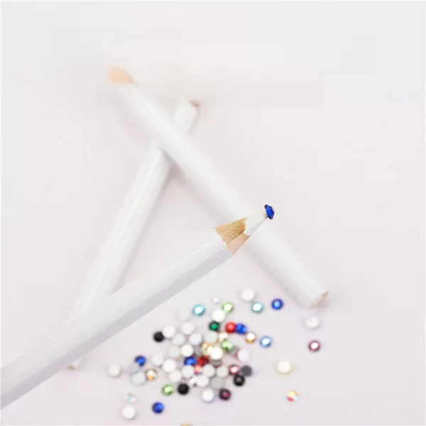 Cross-Border Manicure Short Dot Pencil DIY Nail Sticker Drill Tool Comes with Sticky Suction Diamond Crayon White Core