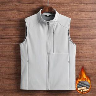 Can be printed with stand collar vest men's autumn and winter leisure warm waistcoat hiking mountaineering soft case vest jacket jacket