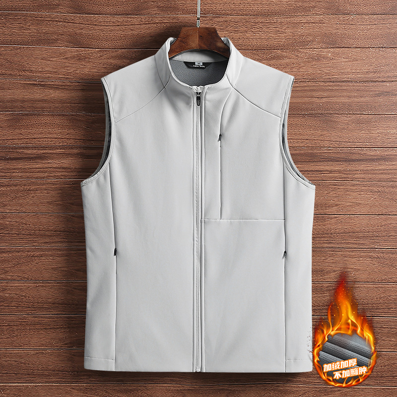 Can be printed with stand collar vest men's autumn and winter leisure warm waistcoat hiking mountaineering soft case vest jacket jacket