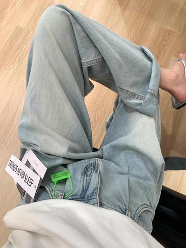 Women's High-Waisted Loose Straight Leg Blue Jeans for Autumn, New Wide Leg, Plus Size, Comfortable and Slimming Pear Shaped Figure