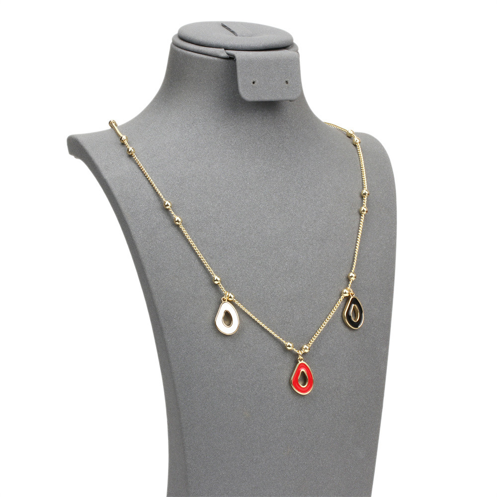 Fashion Irregular Hollow Geometric Oil Drop Copper Gold-plated Bead Necklace display picture 2