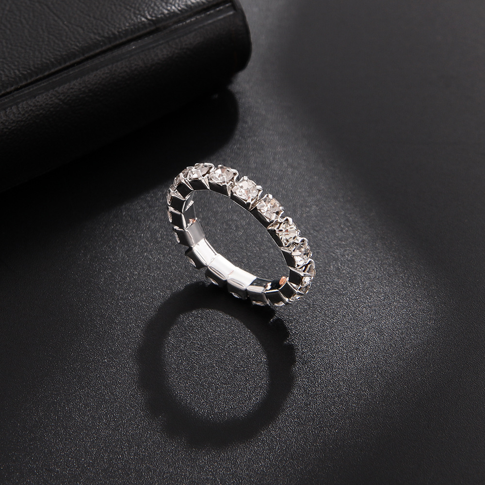 Luxury Fashion Full Diamond Five-Row Elastic Band Stretch Men's Index Finger Ring Manufacturer Wholesale R006_voghion.com