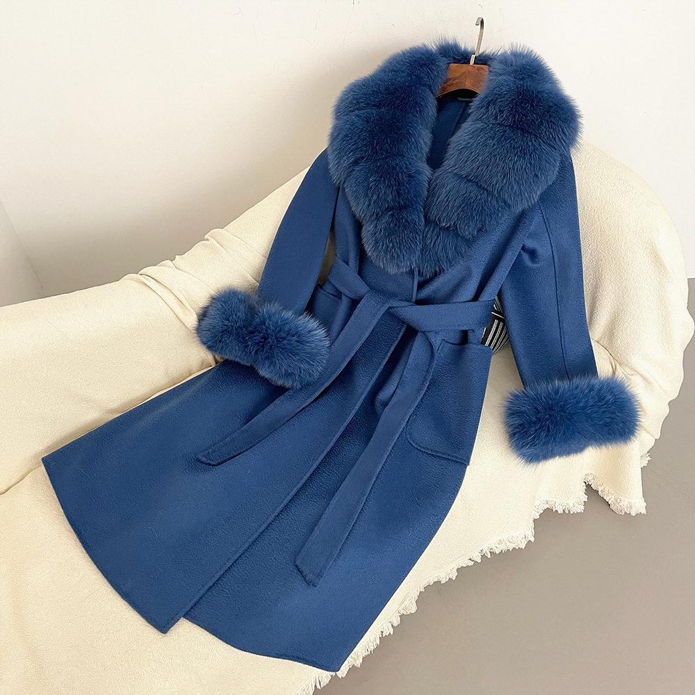 Women's Clothing Oversized Real Fox Fur Collar Pure Wool Women's Loose Autumn And Winter New High-end Coat_voghion.com