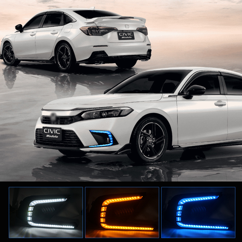 Aplicable a 21 nuevas luces de niebla Honda Civic de décima generación tricolor tres funciones de modificación de luces diurnas LED