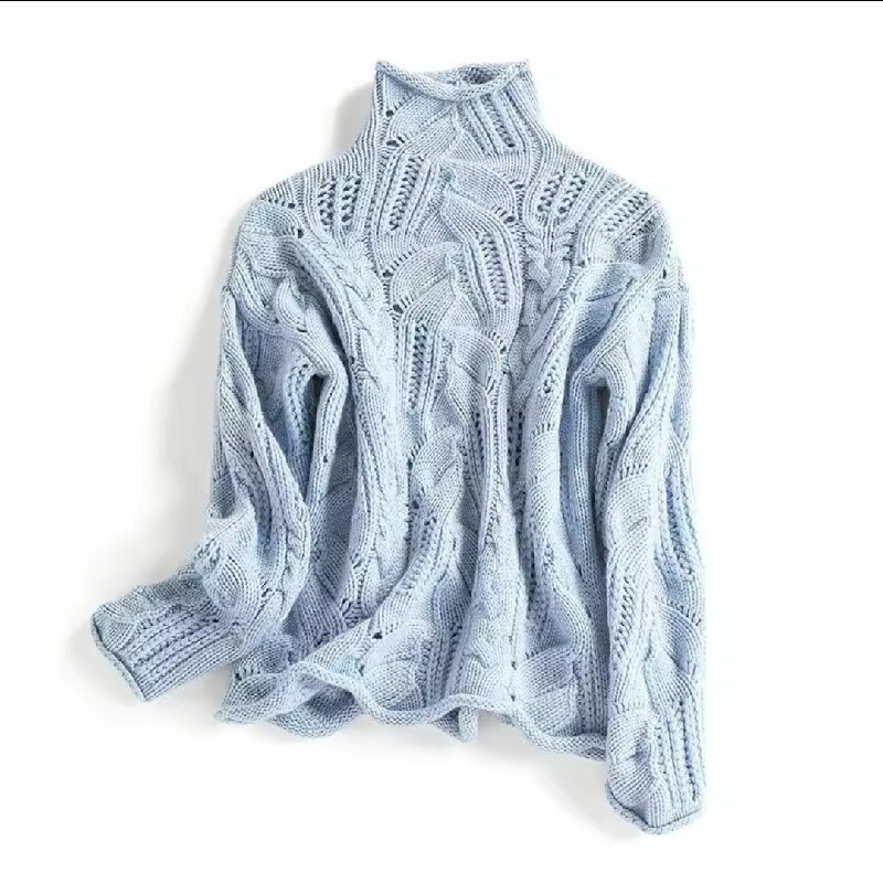 Cross-Border Exclusive European Version Turtleneck Cashmere Cable Knit Sweater 2025 Autumn and Winter New Style Lazy Loose Thick Sweater