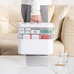 居家医药箱家用透明小药箱医疗急救箱便携手提多层药品应急收纳箱