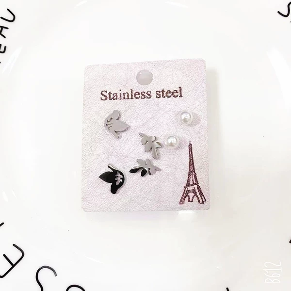 Steel earrings, 3 pair