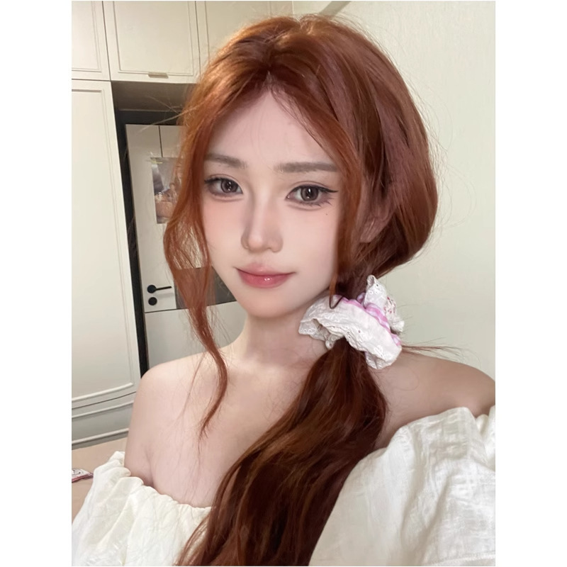 网红假发焦糖棕中分假发女长发波浪羊毛卷长卷发自然假发套全头套|undefined