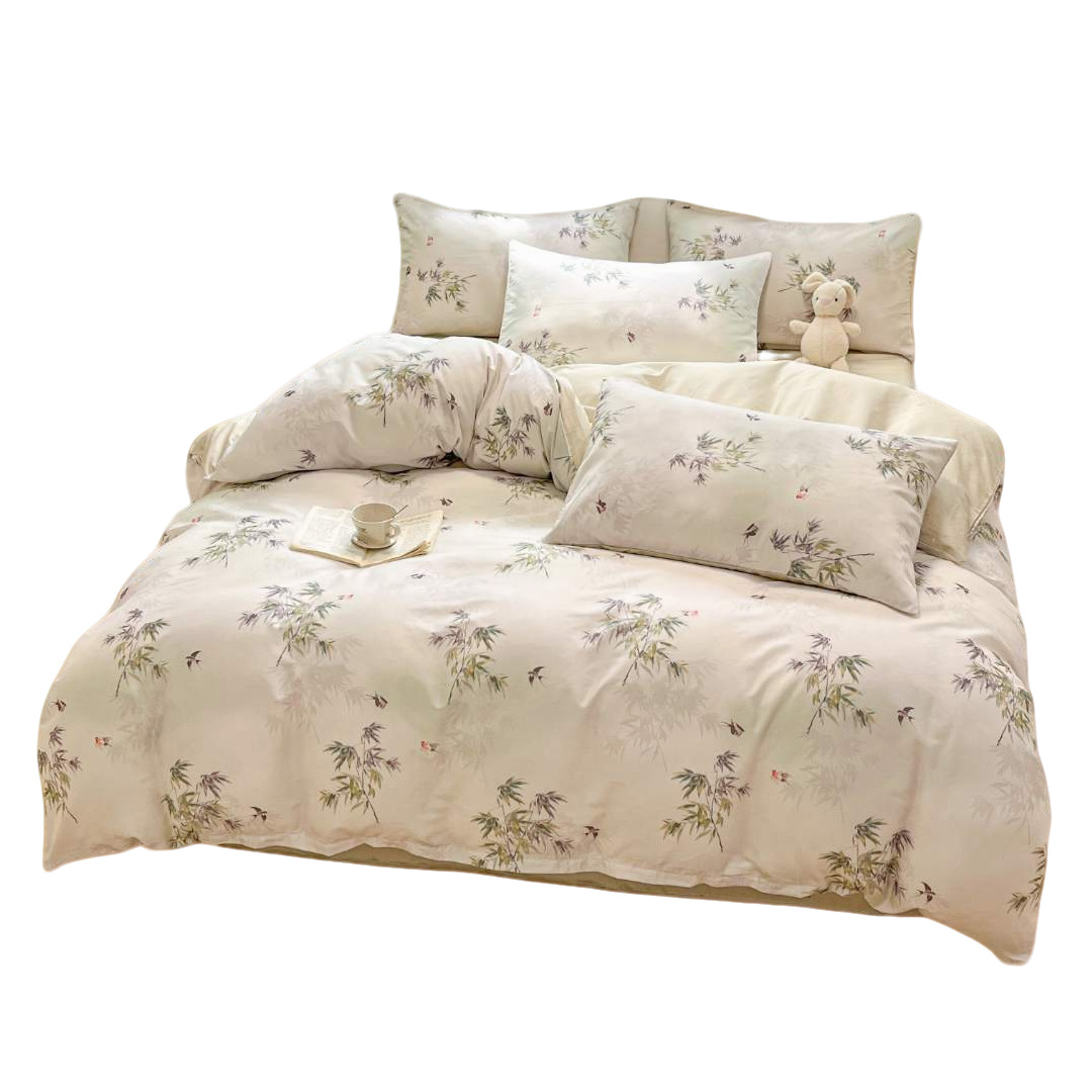 Cama de algodón de cuatro piezas, sábanas de cama de algodón, cama de cama de tres piezas, nuevo dormitorio, cama de cama de tres piezas