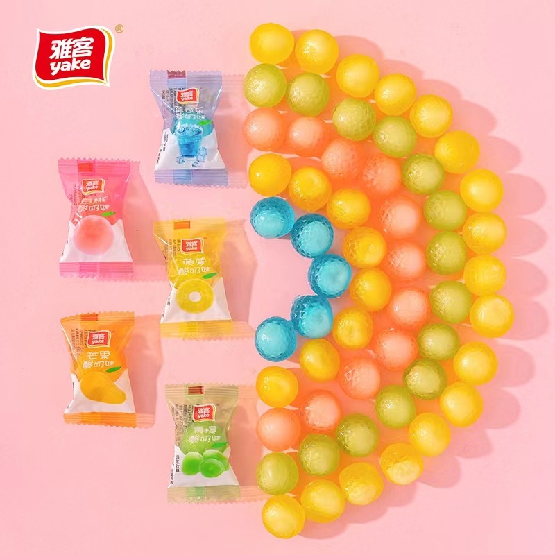 Yake Popping Yogurt Soft Candy White Peach Strawberry Filled Fruit Candy Wedding Favor Fruit Flavored Snack Candy 