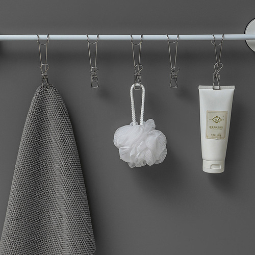 Organizing clip stainless steel hook multifunctional windproof clothespin household storage clothespin bathroom towel hanging clip