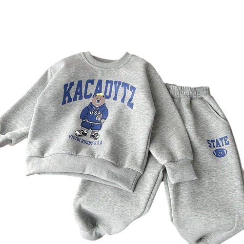 2024 Spring Children's Clothing Boys Girls Children's Cartoon Cotton Two-piece Tops Pants Sweater Suit Dropshipping
