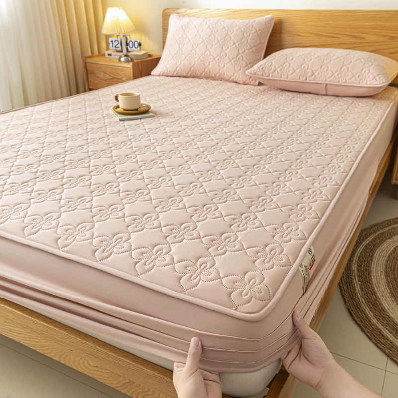 Sombrilla de cama impermeable de grado materno e infantil acolchada, cubierta de cama universal de cuatro estaciones, cubierta de cama de color sólido, cubierta de cama de belleza a prueba de polvo individual