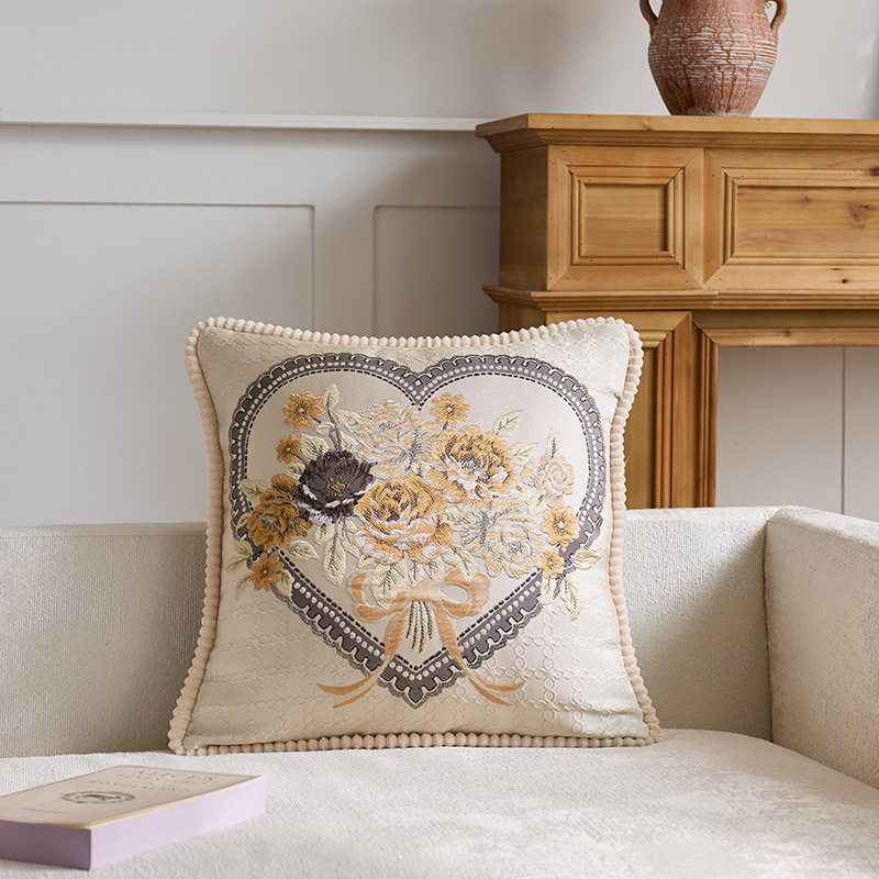 Almohada clásica simple y de alta gama Almohada ligera de lujo Tela antigua Cama Sala de estar Sofá Funda de almohada Cojín con núcleo
