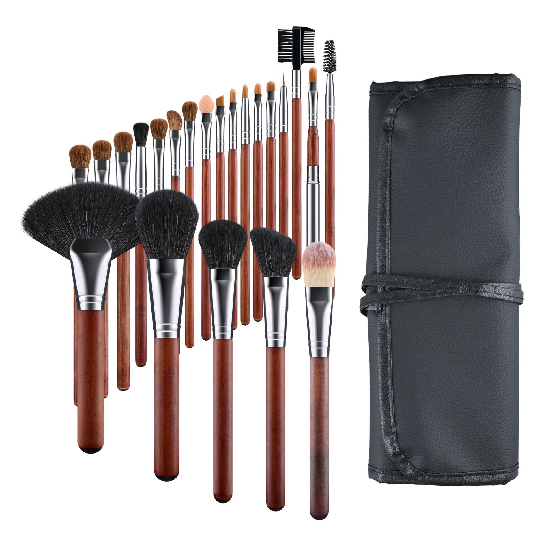 Fábrica al por mayor-blanco cremoso pinceles de maquillaje traje en forma de abanico 24 champán herramientas de maquillaje pelo sintético