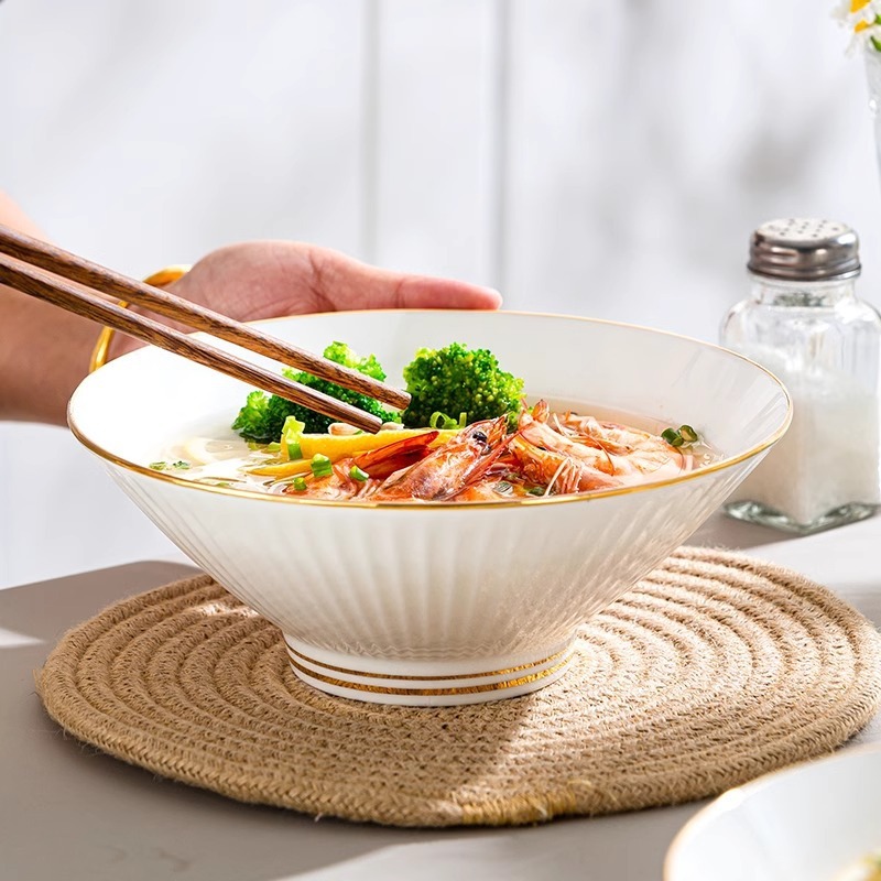景徳鎮ゴールデンエッジボーンチャイナ 8inch ドゥリボウル中国風ラーメンボウルインスタントラーメンボウル家庭用カタツムリヌードル大ボウル|undefined