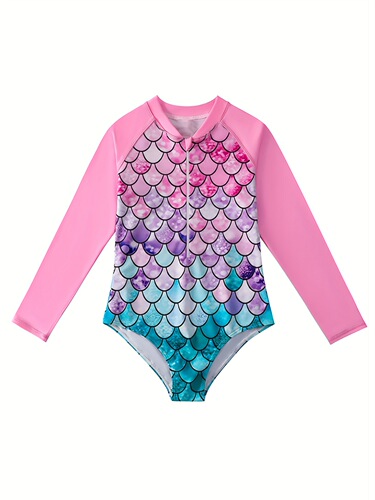 Girls' Swimsuits One Piece Rash Guard Bathing Suit Long