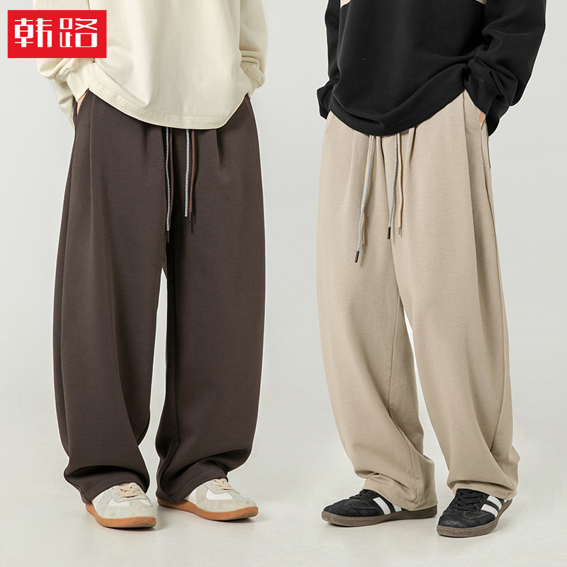 Loose Fit Casual Pants 26 Spring New Style Double Drawstring Design Long Pants Sports Loose Fit Slightly Tapered Sweatpants