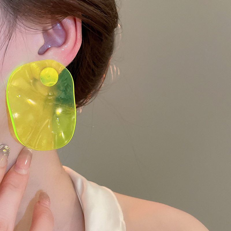 19g Weight 925 Sterling Silver Ear Needle Material Ear Studs Classification 1 Pair Quantity Daily Occasion Resin Material Geometric Pattern All Seasons Season Women's Gender Simple Style Style 1 Pair Simple Style Geometric Resin Ear Studs 31